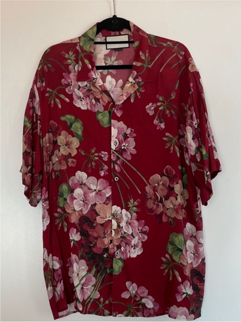 Gucci Blooms Floral Button-Front Men’s Top - Red